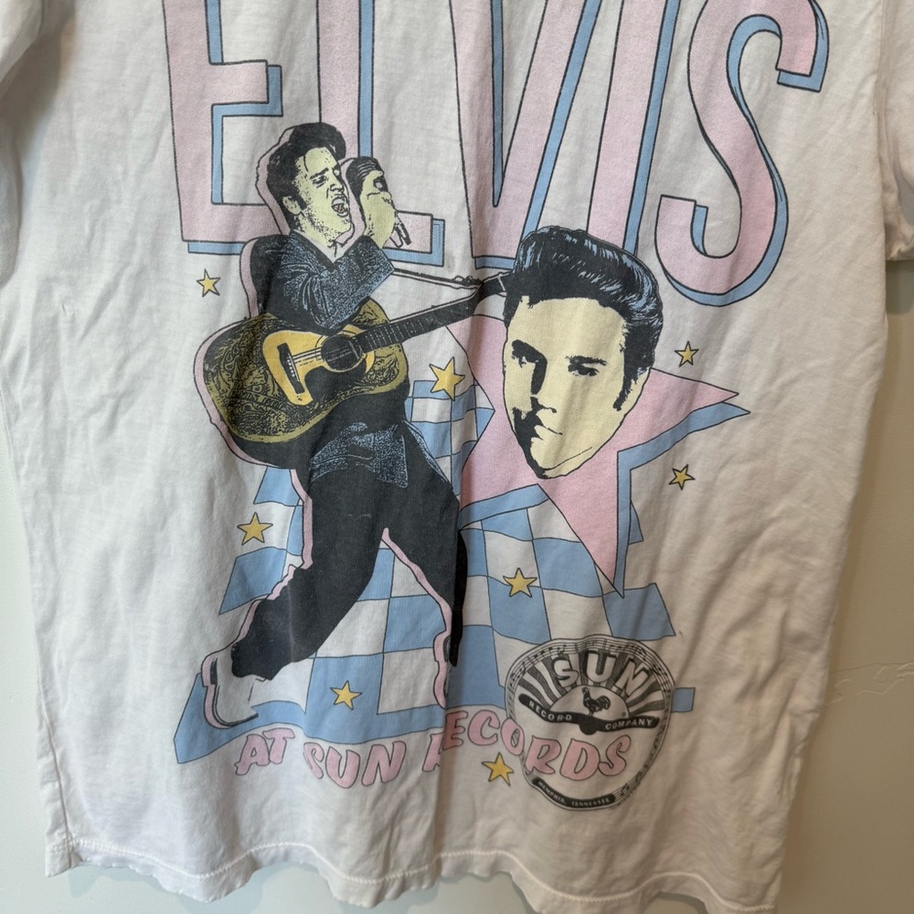 Recycled Karma White Elvis Graphic T-Shirt 100% Cotton Womens Size Small Band - Picture 2 of 10